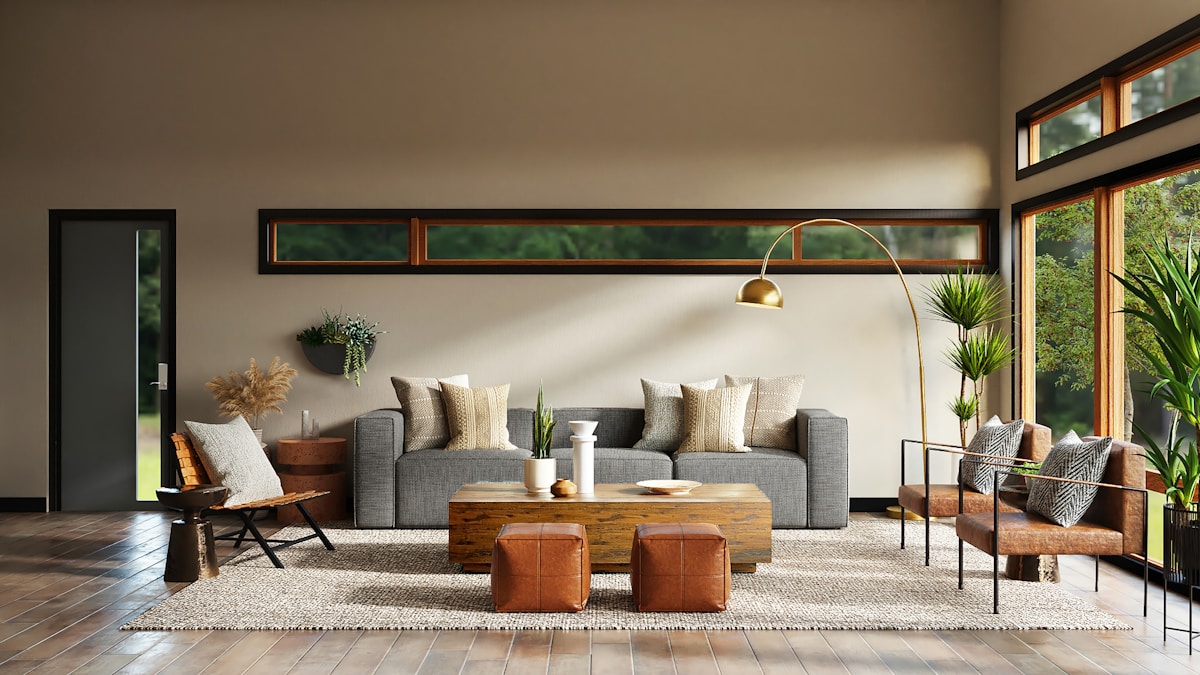 Palette de couleurs terracotta dans un salon moderne